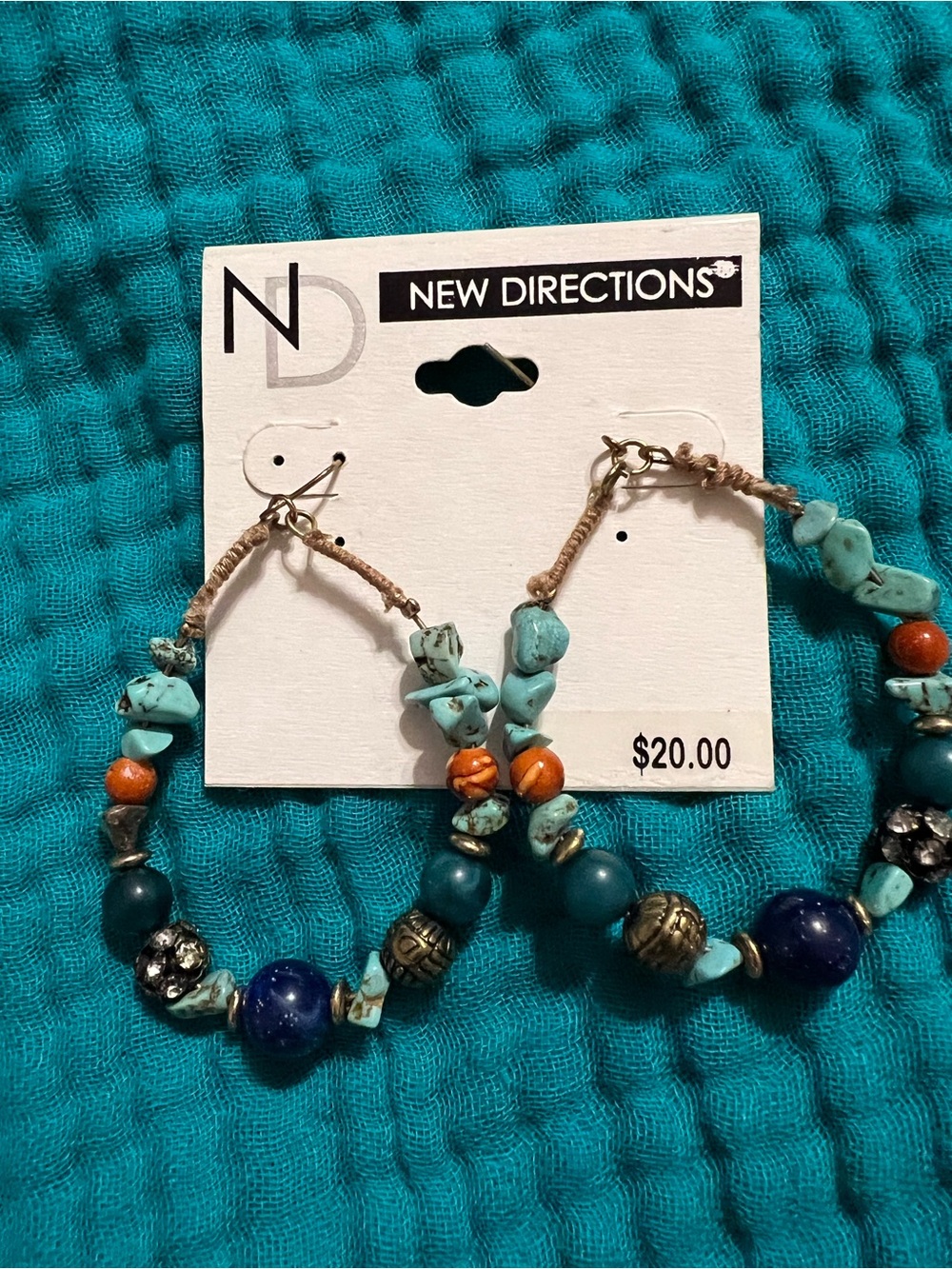 Haute Hippie Turquoise and Orange Beaded Hoop Earrings